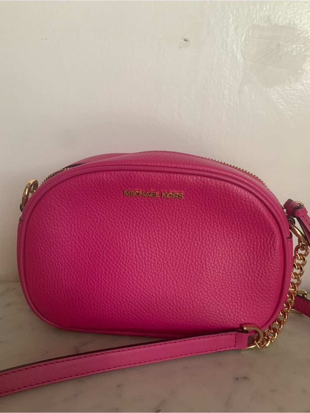 Michael Kors Bright Pink Small Pebble Leather Bag